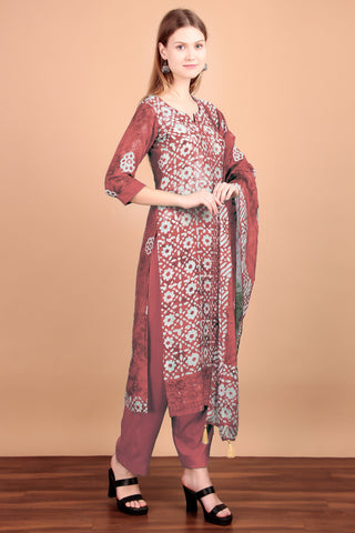 Ambarlyn Womens Silk Ethnic Batik Printed Salwar Kameez - Chikankari Embroidered Schiffli Cutwork Ambarlyn Womens Silk Ethnic Batik Printed Salwar Kameez - Chikankari Embroidered Schiffli Cutwork