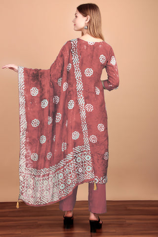 Ambarlyn Womens Silk Ethnic Batik Printed Salwar Kameez - Chikankari Embroidered Schiffli Cutwork Ambarlyn Womens Silk Ethnic Batik Printed Salwar Kameez - Chikankari Embroidered Schiffli Cutwork