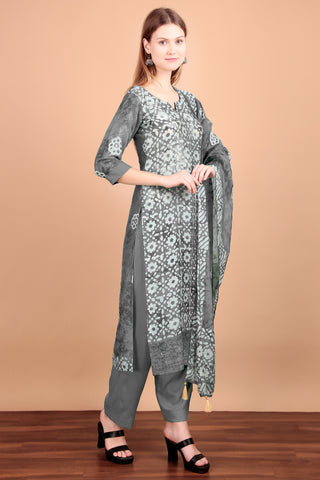 Ambarlyn Womens Silk Ethnic Batik Printed Salwar Kameez - Chikankari Embroidered Schiffli Cutwork Ambarlyn Womens Silk Ethnic Batik Printed Salwar Kameez - Chikankari Embroidered Schiffli Cutwork