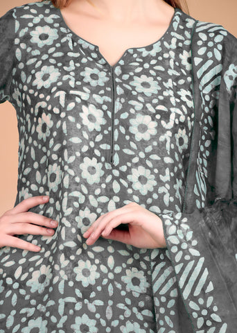 Ambarlyn Womens Silk Ethnic Batik Printed Salwar Kameez - Chikankari Embroidered Schiffli Cutwork Ambarlyn Womens Silk Ethnic Batik Printed Salwar Kameez - Chikankari Embroidered Schiffli Cutwork