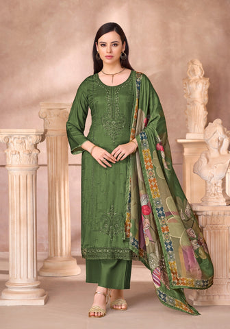 Maslin Silk Embroidered Salwar Kameez