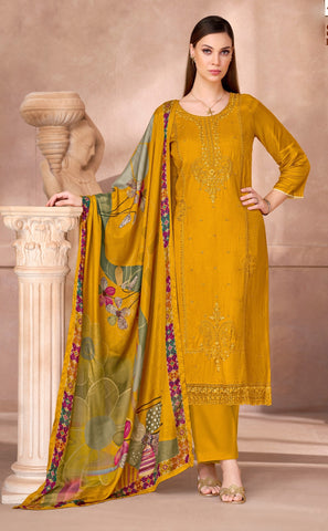 Maslin Silk Embroidered Salwar Kameez