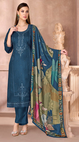 Maslin Silk Embroidered Salwar Kameez