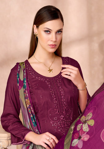 Maslin Silk Embroidered Salwar Kameez