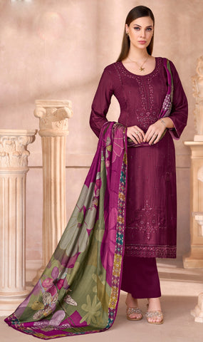 Maslin Silk Embroidered Salwar Kameez