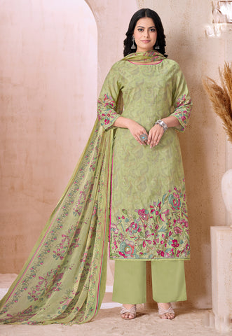 Shimmer Maslin Silk Printed Embroidered Salwar Kameez