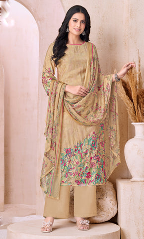 Shimmer Maslin Silk Printed Embroidered Salwar Kameez