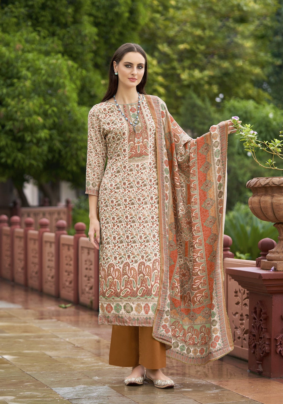 Ambarlyn Womens Printed Pashmina Salwar Kameez - Viscose Digital Print Dupatta Ethnic Dress (PPSK AWT1120)