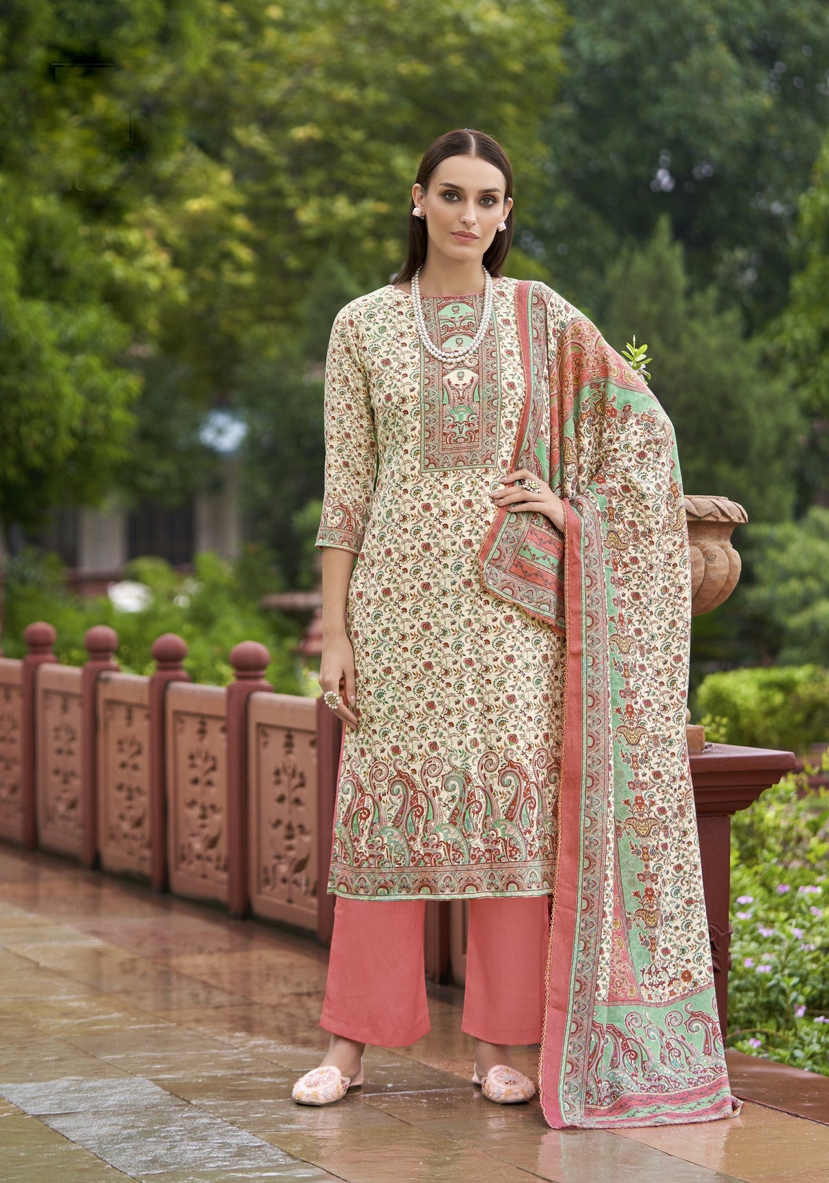 Ambarlyn Womens Printed Pashmina Salwar Kameez - Viscose Digital Print Dupatta Ethnic Dress (PPSK AWT1120)