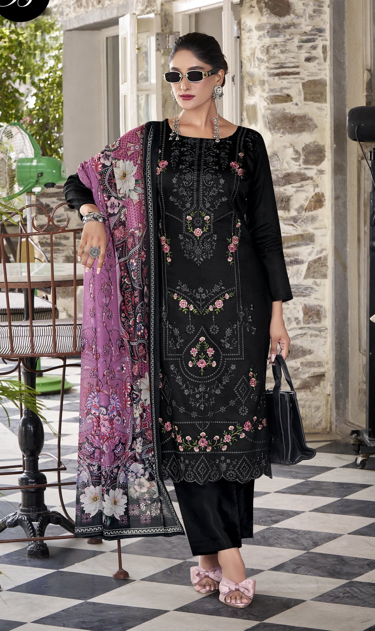 Ambarlyn Premium Cotton Salwar Kameez – Embroidered with Cutwork Border