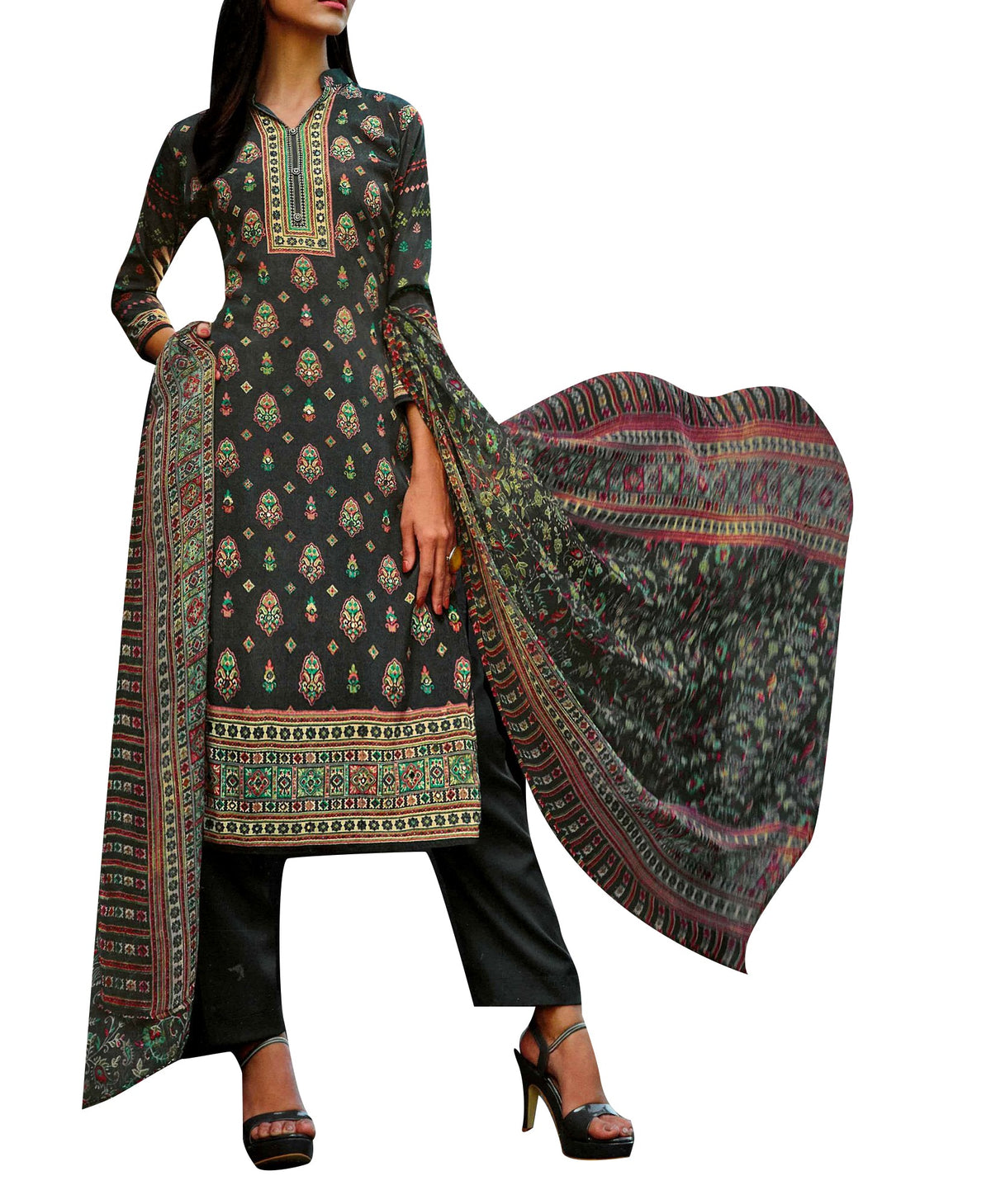 Ambarlyn Semi Formal Royal Crepe Printed Salwar Kameez Suit with Chiffon Dupatta (CRPSK BESHA940)