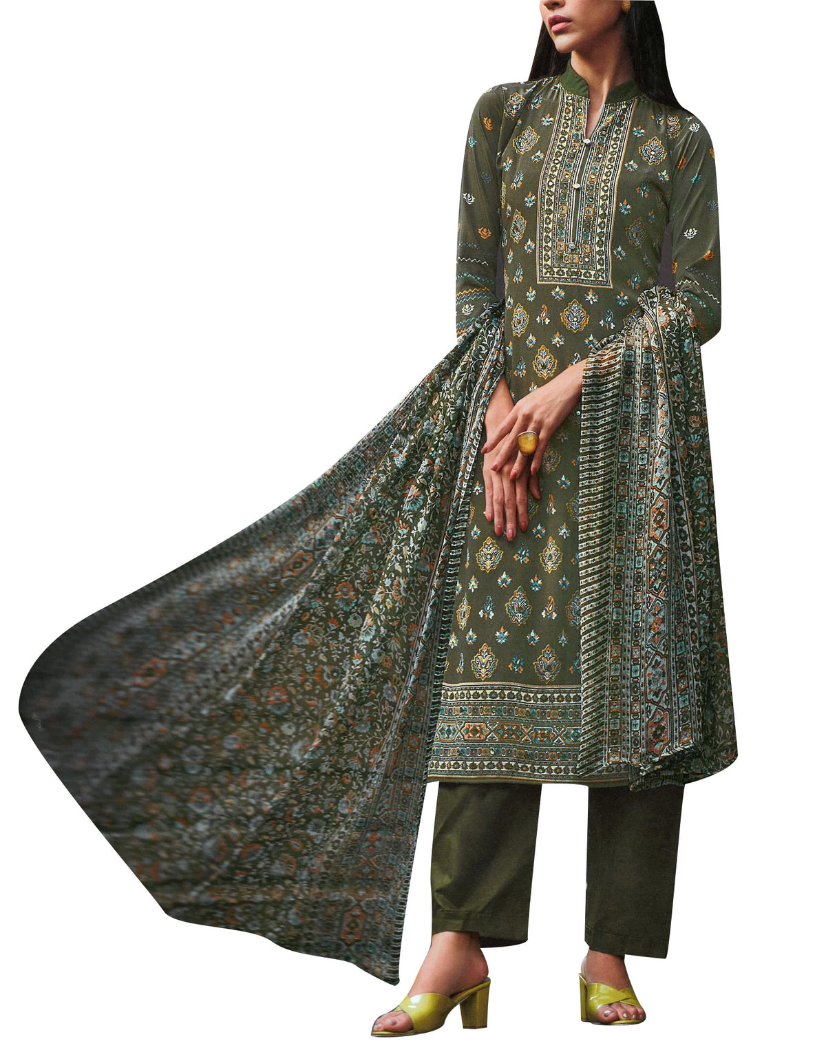 Ambarlyn Semi Formal Royal Crepe Printed Salwar Kameez Suit with Chiffon Dupatta (CRPSK BESHA940)