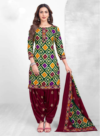 Cotton Printed Embroidered Salwar Kameez