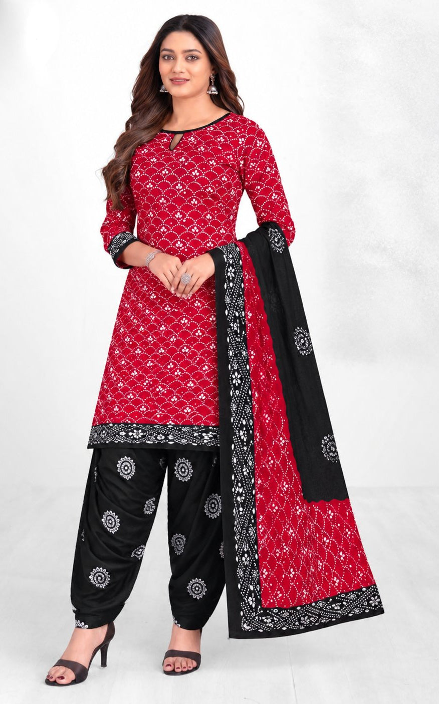 Cotton Printed Embroidered Salwar Kameez