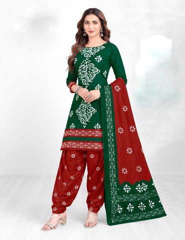 Cotton Printed Embroidered Salwar Kameez