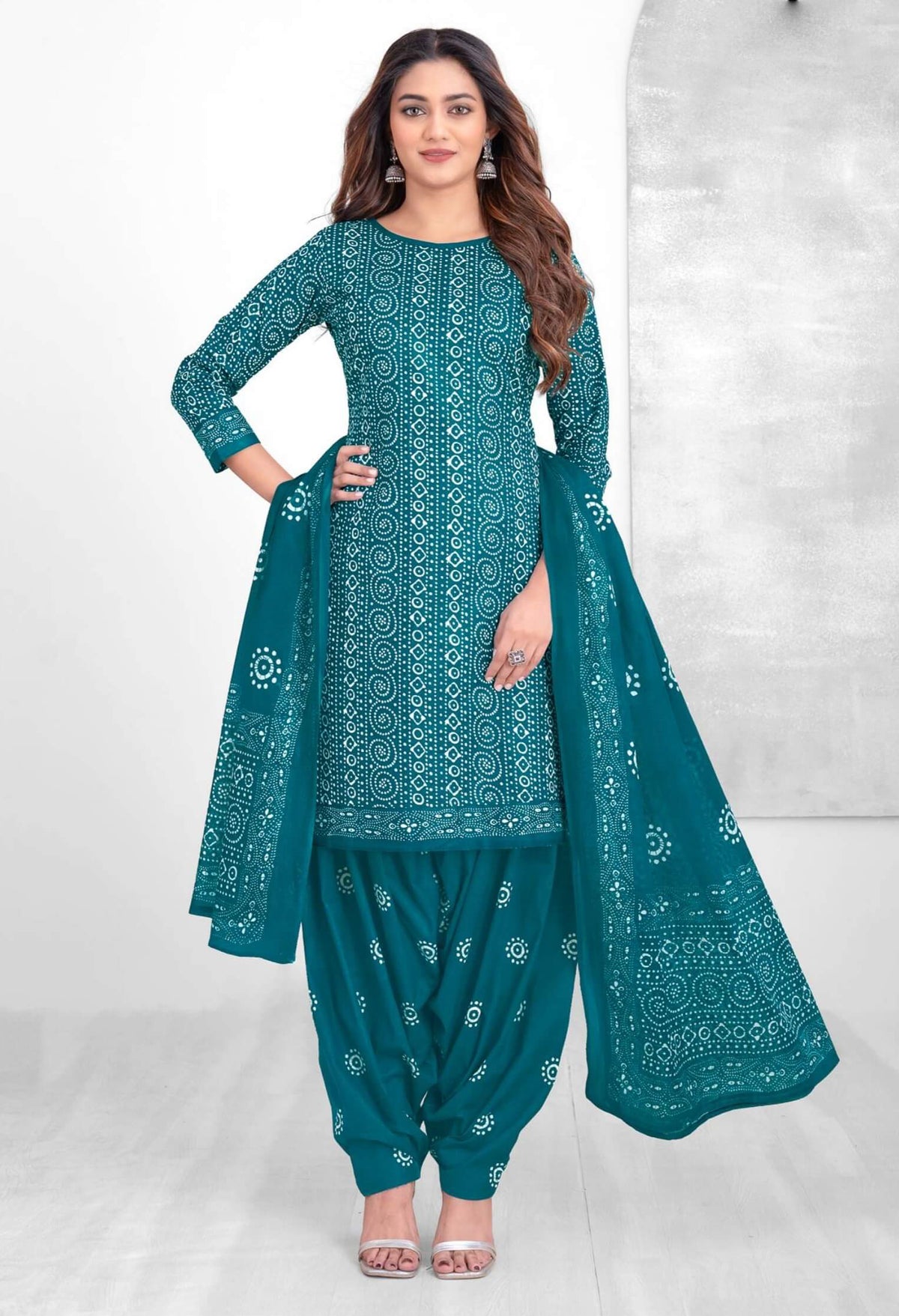 Cotton Printed Embroidered Salwar Kameez