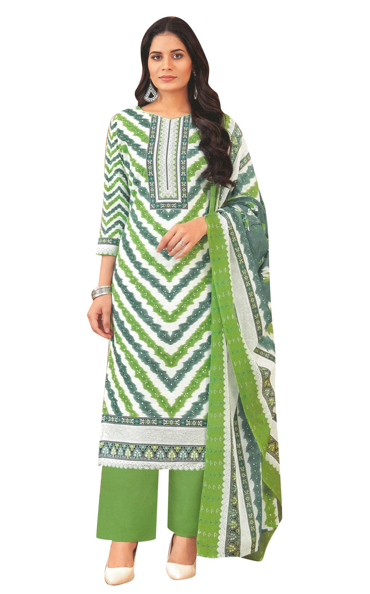 Ladyline Casual Women's Cotton Salwar Kameez - Fancy Printed with Palazzo and Lawn Dupatta  CPSK