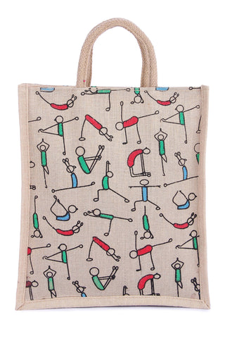 Yoga Printed Jute Tote Bag