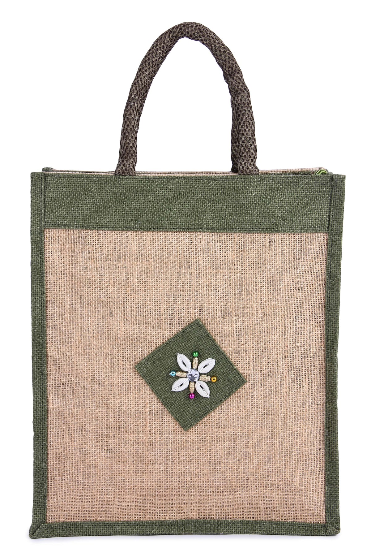 Jute Tote Bag: Kadi Patch Embroidery