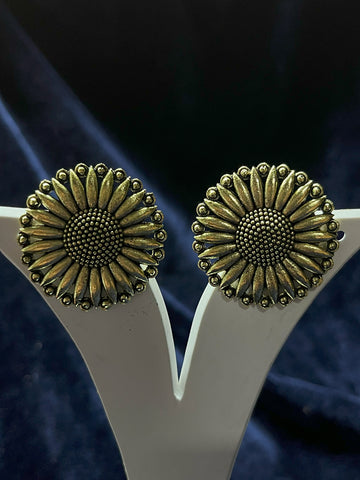 Vintage Sunflower Antique Gold Earring (Imitation Jewellery)