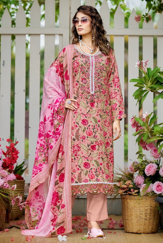 Cotton Printed Embroidered Salwar Kameez