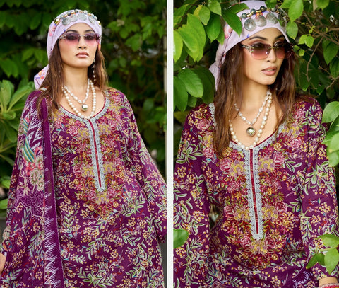 Cotton Printed Embroidered Salwar Kameez