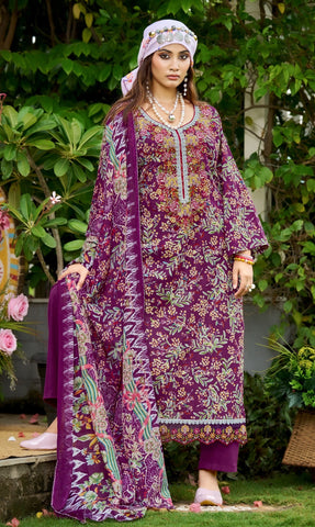 Cotton Printed Embroidered Salwar Kameez