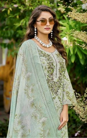 Cotton Printed Embroidered Salwar Kameez