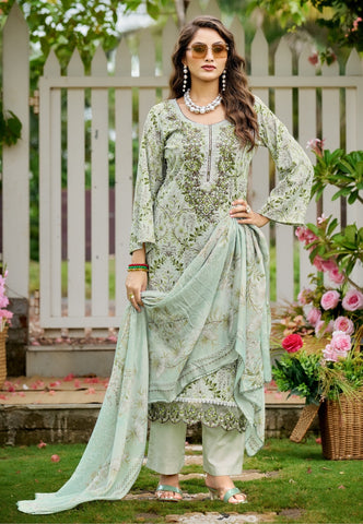 Cotton Printed Embroidered Salwar Kameez