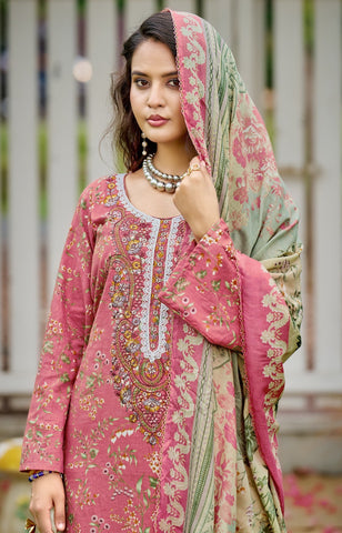 Cotton Printed Embroidered Salwar Kameez