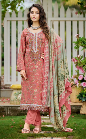 Cotton Printed Embroidered Salwar Kameez