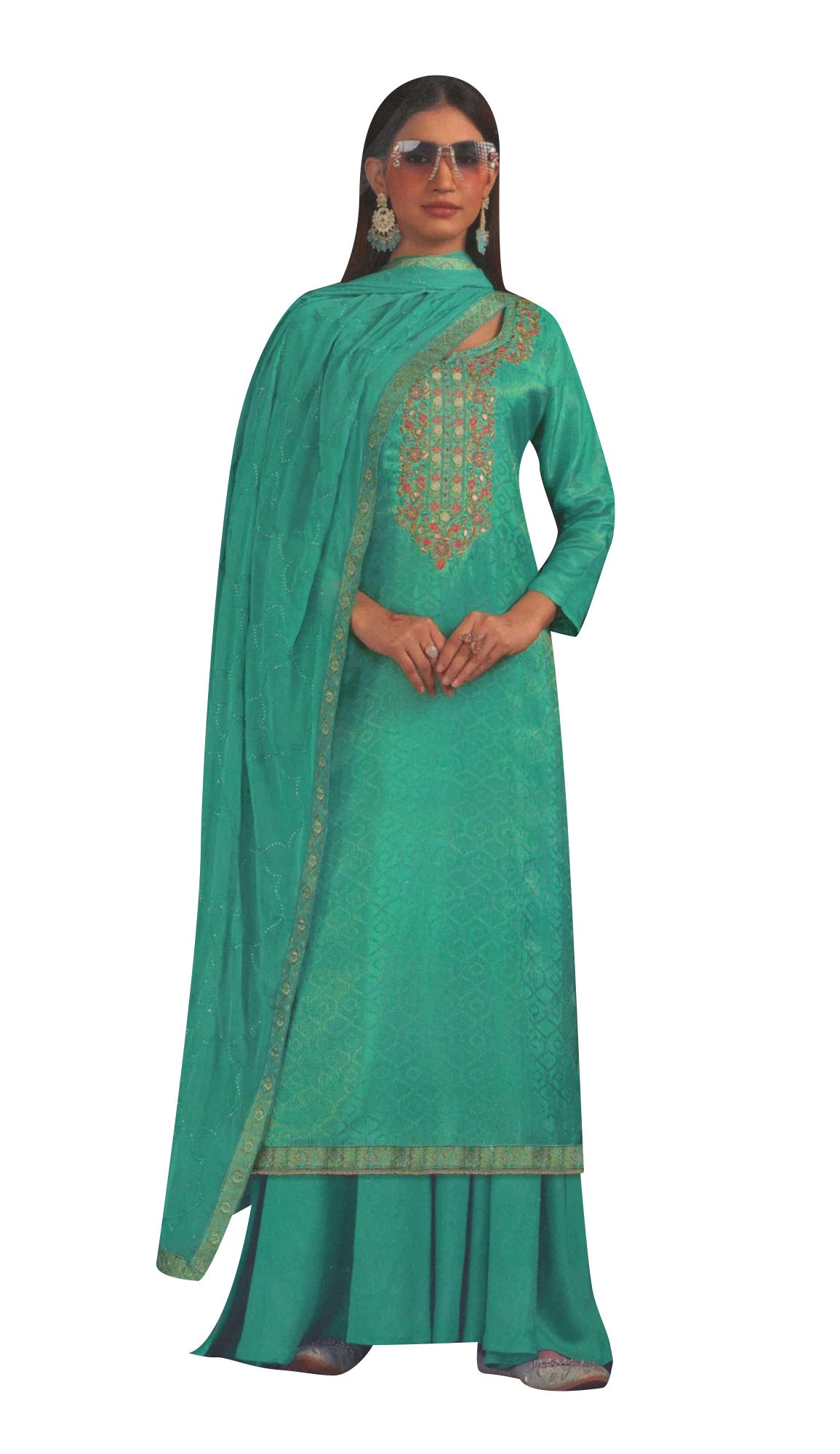 Ambarlyn Partywear Shimmer Jacquard Silk Salwar Kameez Hand Work Embroidered Womens Dress