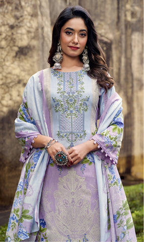 Ladyline 3-Piece Cotton Salwar Kameez Set for Women - Embroidered Kurta, Pants & Printed Dupatta set for Casual Daily Evening wear - Indian Pakistani Suit