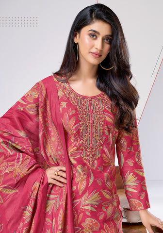 Gadwal Silk Printed Embroidered Salwar Kameez