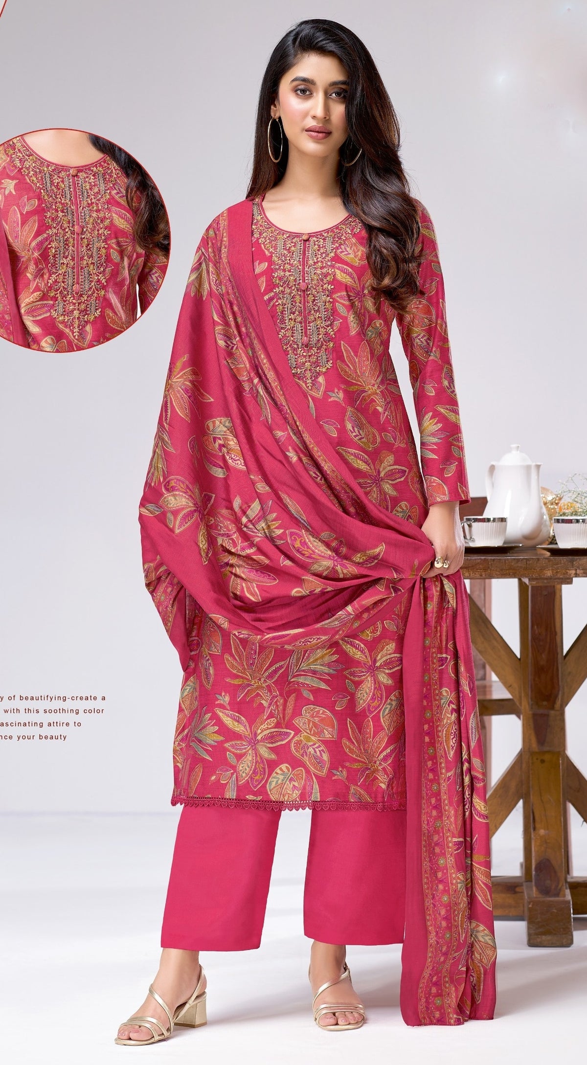 Gadwal Silk Printed Embroidered Salwar Kameez