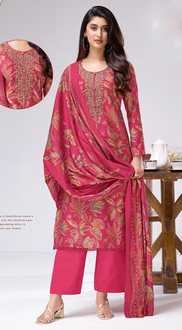 Gadwal Silk Printed Embroidered Salwar Kameez