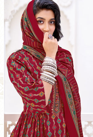 Cotton Printed Embroidered Salwar Kameez