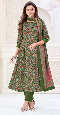 Cotton Printed Embroidered Salwar Kameez