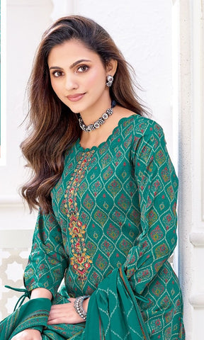 Cotton Printed Embroidered Salwar Kameez