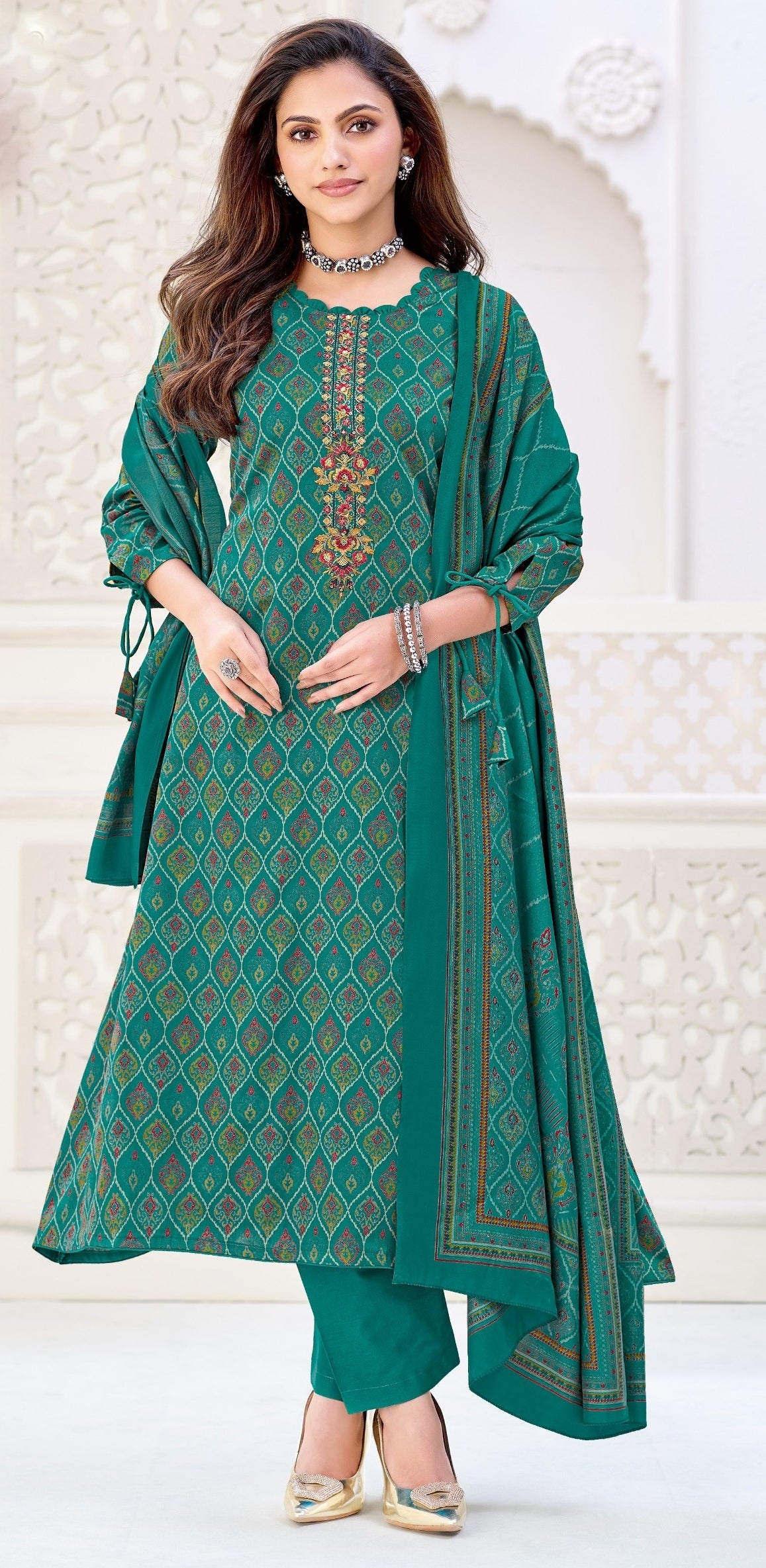 Cotton Printed Embroidered Salwar Kameez