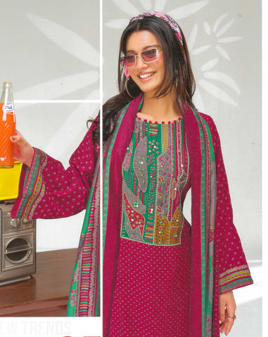 Viscose Silk Printed Embroidered Salwar Kameez Suit Set