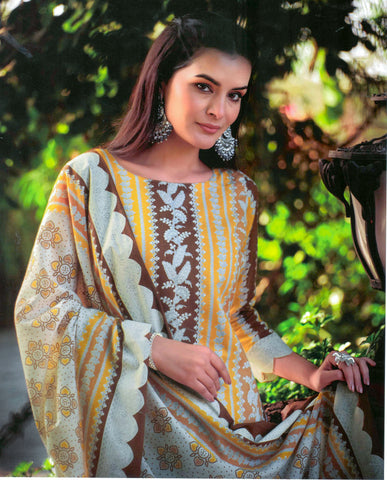 Ambarlyn Casual 100% Cotton Printed Salwar Kameez Suit | Lawn Cotton Dupatta (CPSK ZLK720)