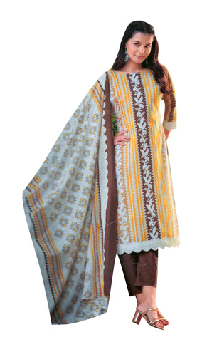 Ambarlyn Casual 100% Cotton Printed Salwar Kameez Suit | Lawn Cotton Dupatta (CPSK ZLK720)