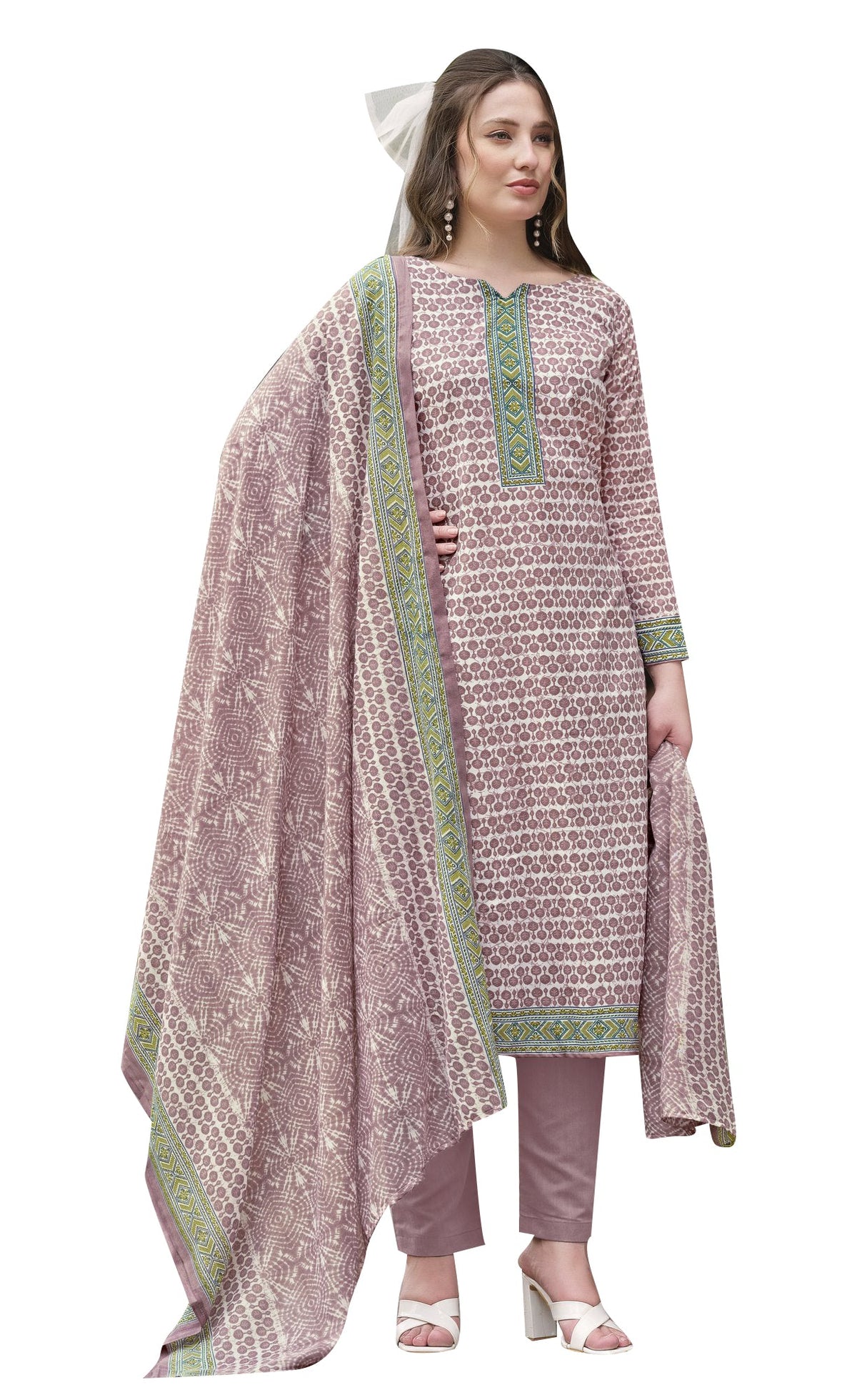 Ambarlyn Casual Women's Cotton Salwar Kameez - Designer Printed with Cotton Print Dupatta