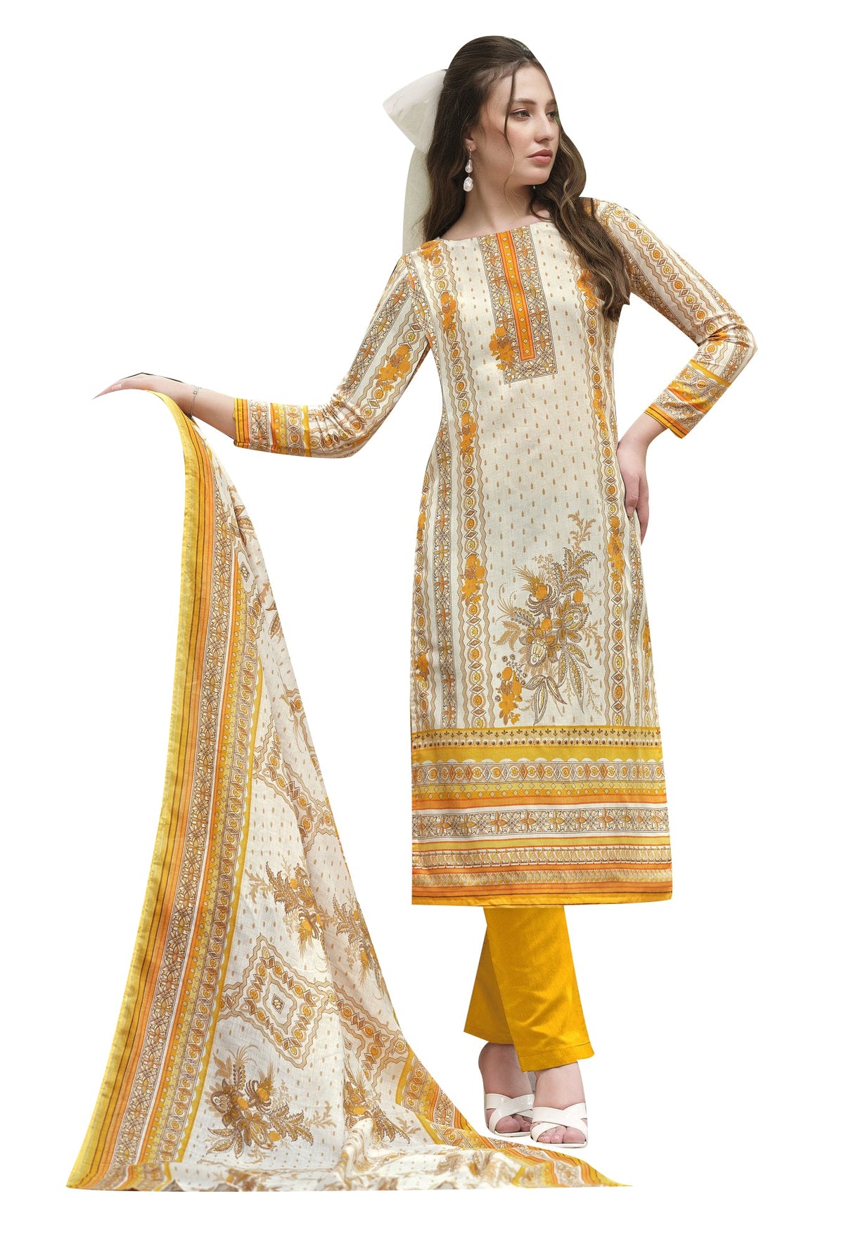 Ambarlyn Casual Women's Cotton Salwar Kameez - Designer Printed with Cotton Print Dupatta