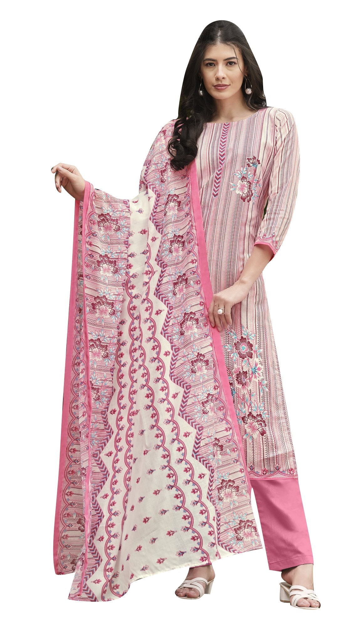 Ambarlyn Casual Women's Cotton Salwar Kameez - Designer Printed with Cotton Print Dupatta