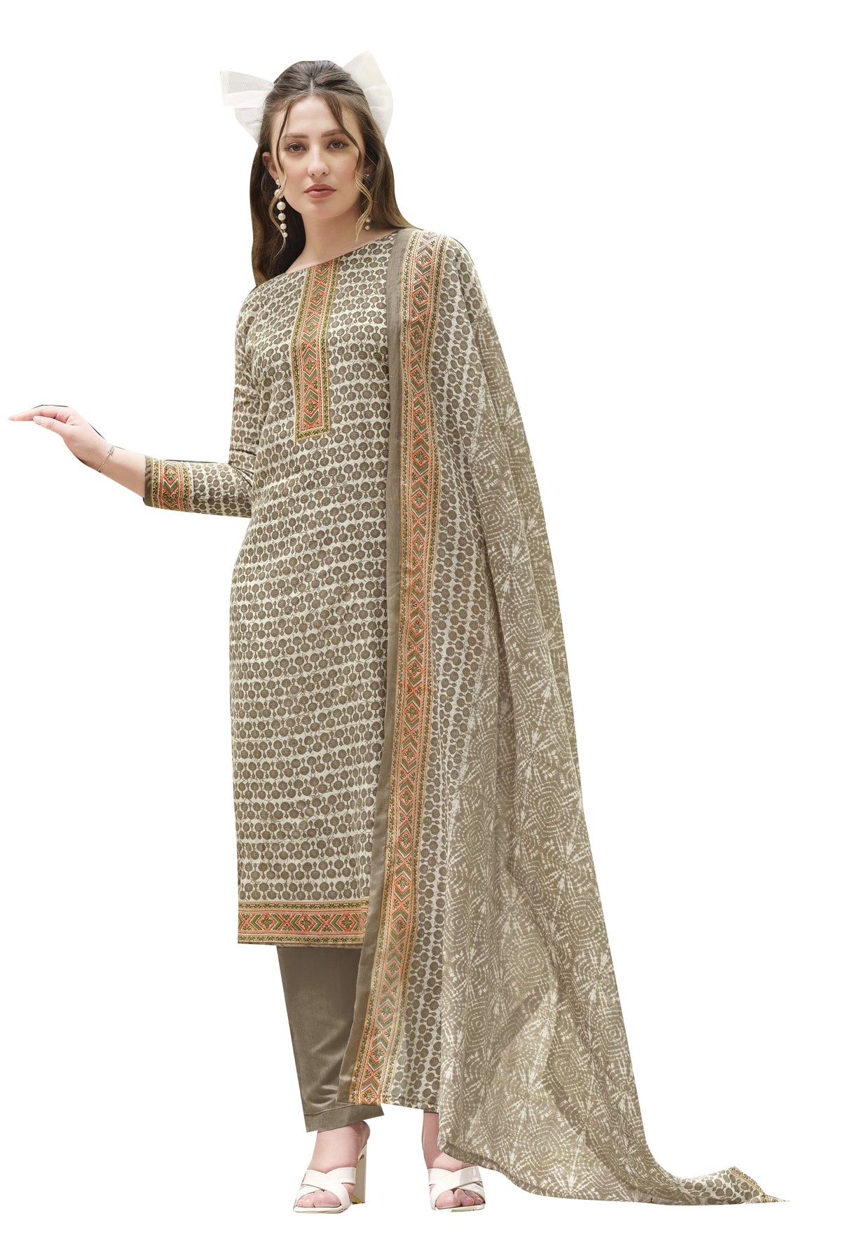 Ambarlyn Casual Women's Cotton Salwar Kameez - Designer Printed with Cotton Print Dupatta