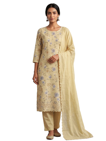 Cotton Printed Embroidered Salwar Kameez Suit Set