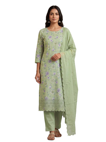 Cotton Printed Embroidered Salwar Kameez Suit Set
