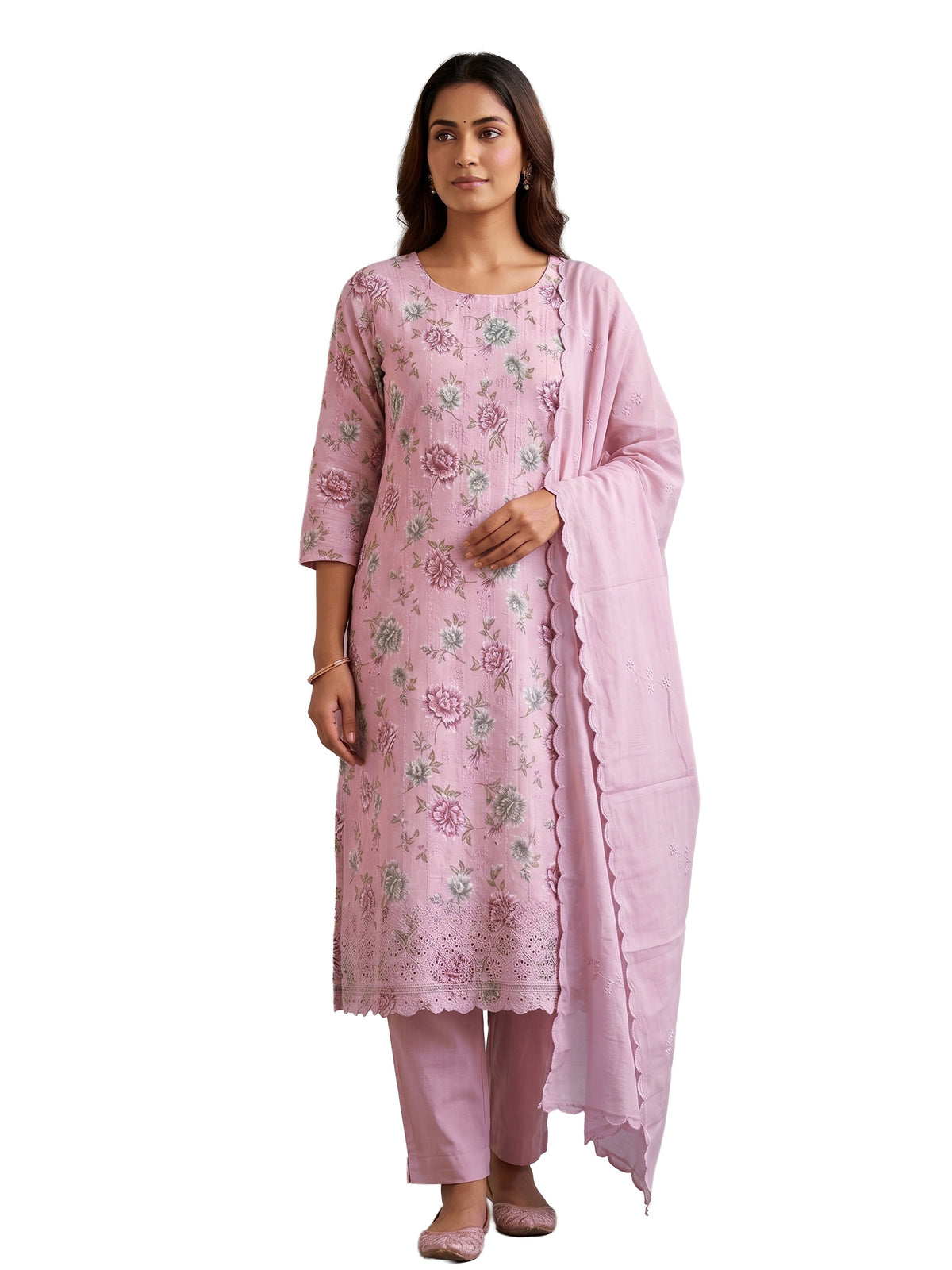 Cotton Printed Embroidered Salwar Kameez Suit Set